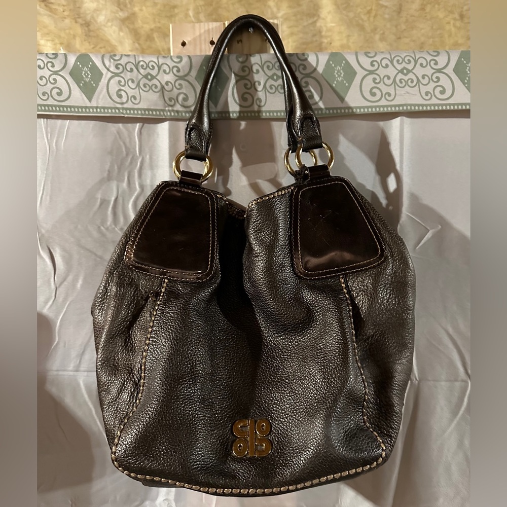 Cobo reversible metallic brown bag